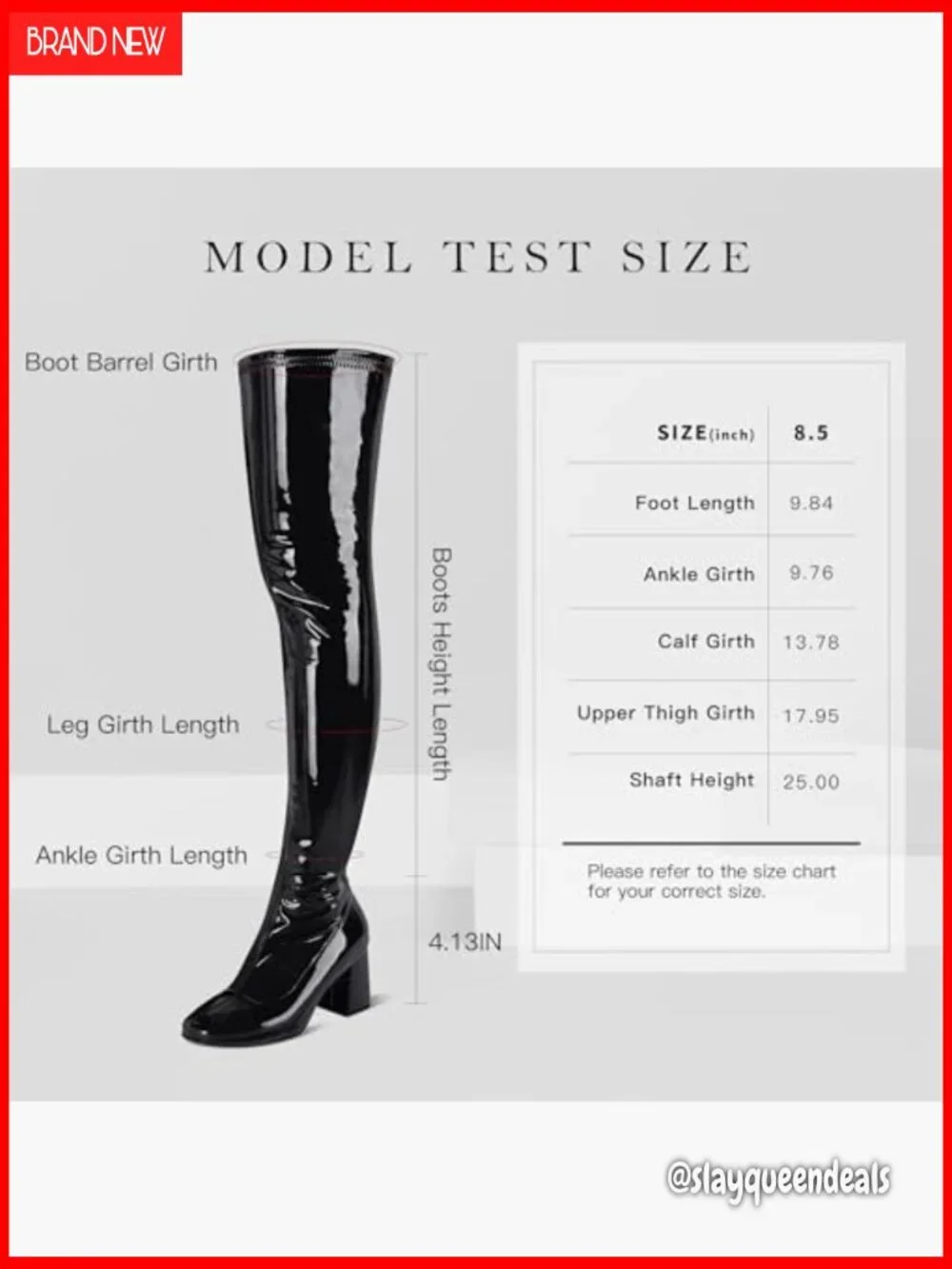 Patent Leather Over-the-Knee Boots Chunky Heel Square Toe Side Zipper
